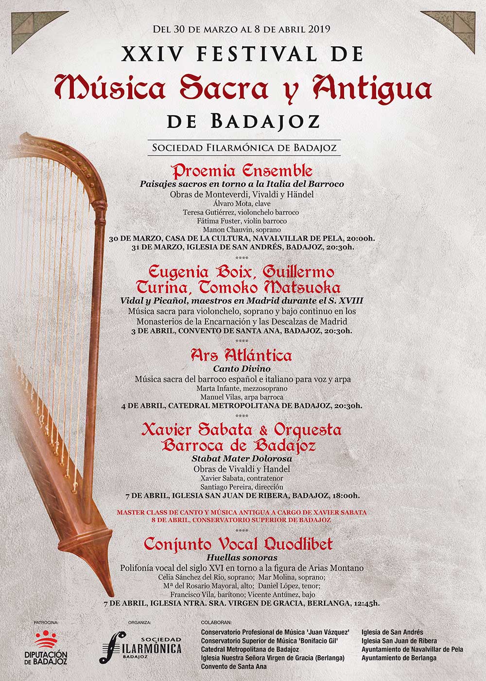 Cartel XXIV Festival de Música Sacra y Antigua de Badajoz